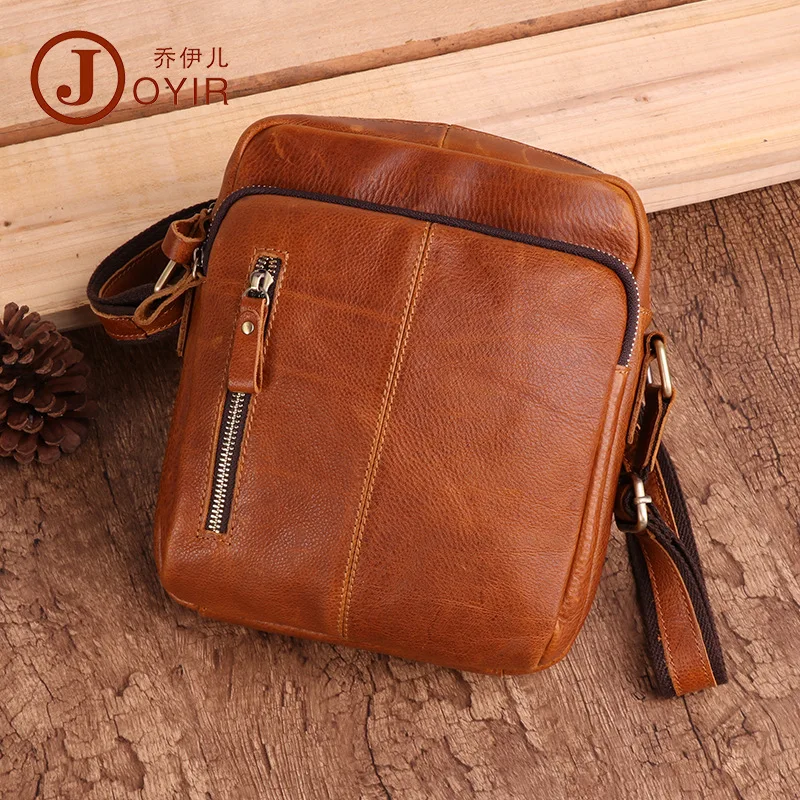 Joyir Genuine leather Men's Shoulder Bag Messenger Bag Pure color