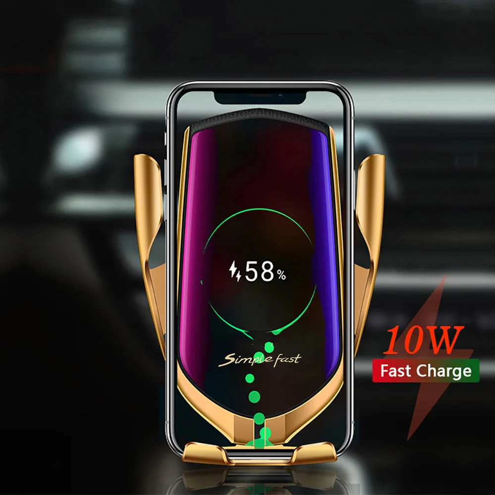 10W Qi Wireless Car Charger Auto Clamping Infrared Sensor Fast Charging Phone Holder For iPhone X XS XR Max 8 Samsung S8 S9 S10