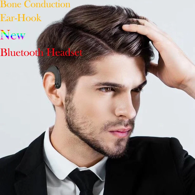 Ear Hook Bluetooth Headset Bone Conduction Sport Headphone With Mic Adjustable headband For IOS Android Smartphone USB Charge (10)