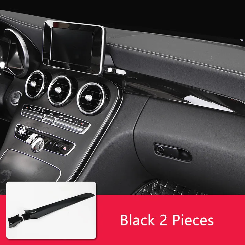 Автомобильная центральная консоль воздуха на выходе приборной панели накладка наклейки для Mercedes Benz C Class W205 180 200 GLC X253-18 LHD аксессуары - Название цвета: Black