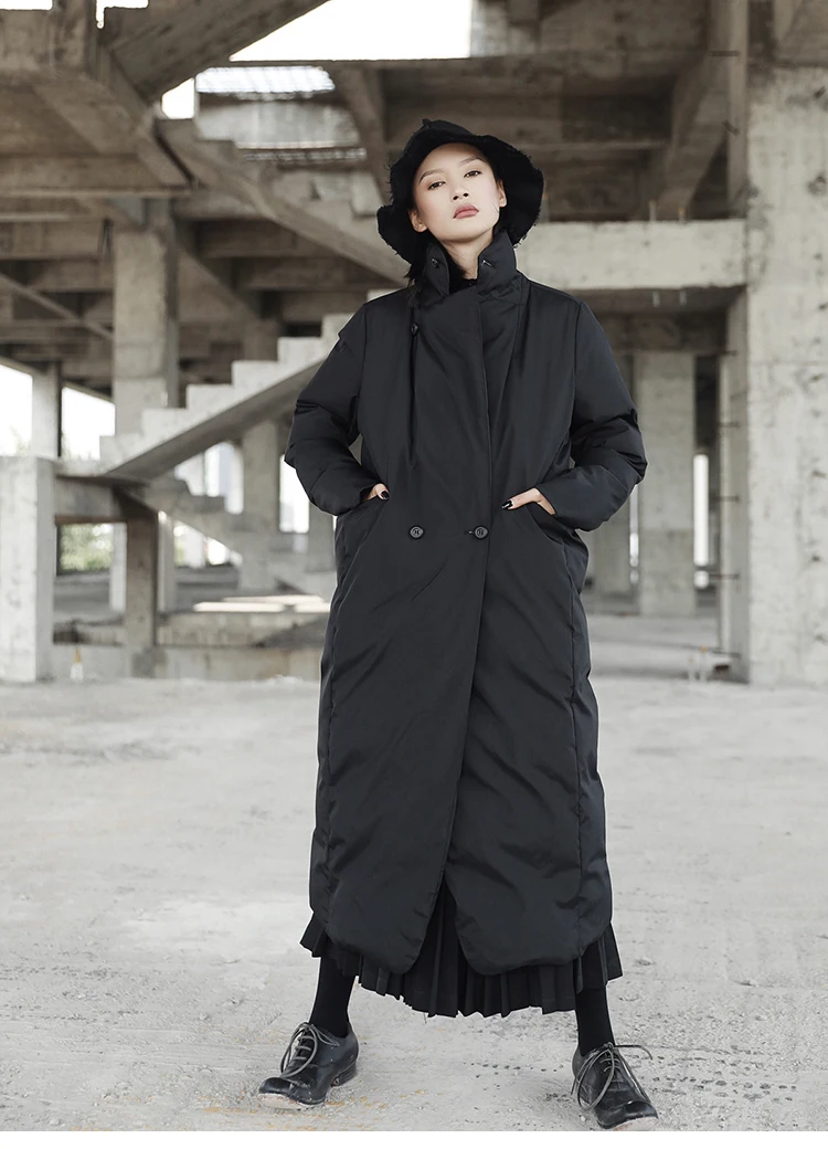 CamKemsey модные черные толстые теплые пуховые зимние пальто с хлопковой подкладкой женские повседневные свободные зимние длинные куртки парки со стоячим воротником