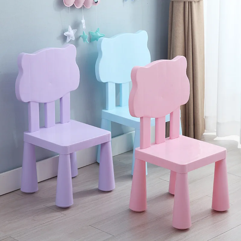 Children Plastic Chair Kindergarten Combined Chair Baby Safe Plastic Back Kids Furniture Pink