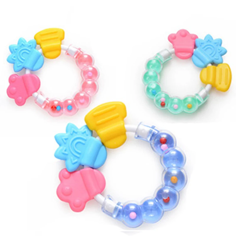 

Cartoon Baby Teether Toys Intelligence Grasping Gums Soft Teether Rattle Toy Bed Bell Silicone Handbell Jingle Birthday Gifts