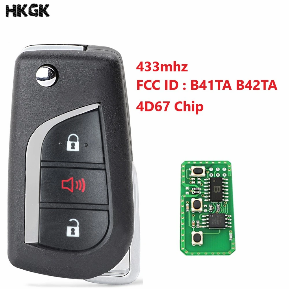 3 кнопки дистанционный ключ брелок от машины для Toyota Camry Corolla Hilux 4D67 433 92 МГц FCC ID : B41TA