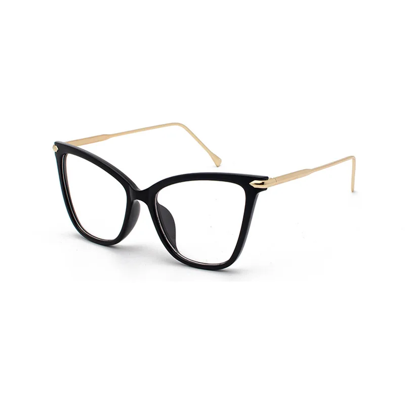 Zilead женские негабаритные очки в форме "кошачий глаз" оправа металлическая оптическая Sepectacles простые очки для мужчин и женщин - Цвет оправы: black