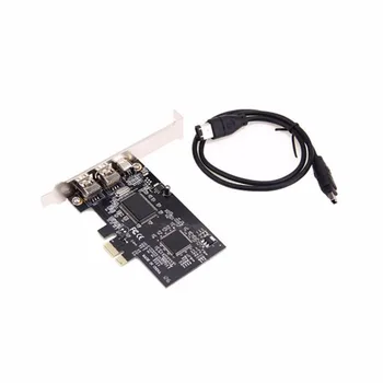 

3 Port PCI Express PCI-E FireWire 1394a IEEE1394 External Controller Card For Windows XP/Vista/7 32/64 bit With Firewire Cable