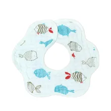 1 шт васойоли цветок тип нагрудник 4 слоя отрывистый ткани 26*29 см печатных Красочные муслин seersckuer хлопка младенца нагрудник