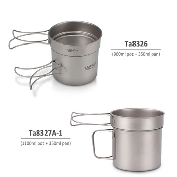 

Lixada Ultralight Titanium Frypan Camping Cookware Set 900ml Pot and 350ml Fry Pan with Folding Handles Hiking Picnic Cooking