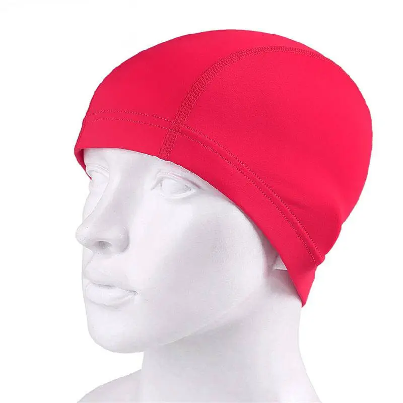 

1 pieces Color Random Pure Color Swimming Caps Waterproof 80% Nylon+20% Spandex Swim Cap Swimwear Women Men Long Hair Swim Hat