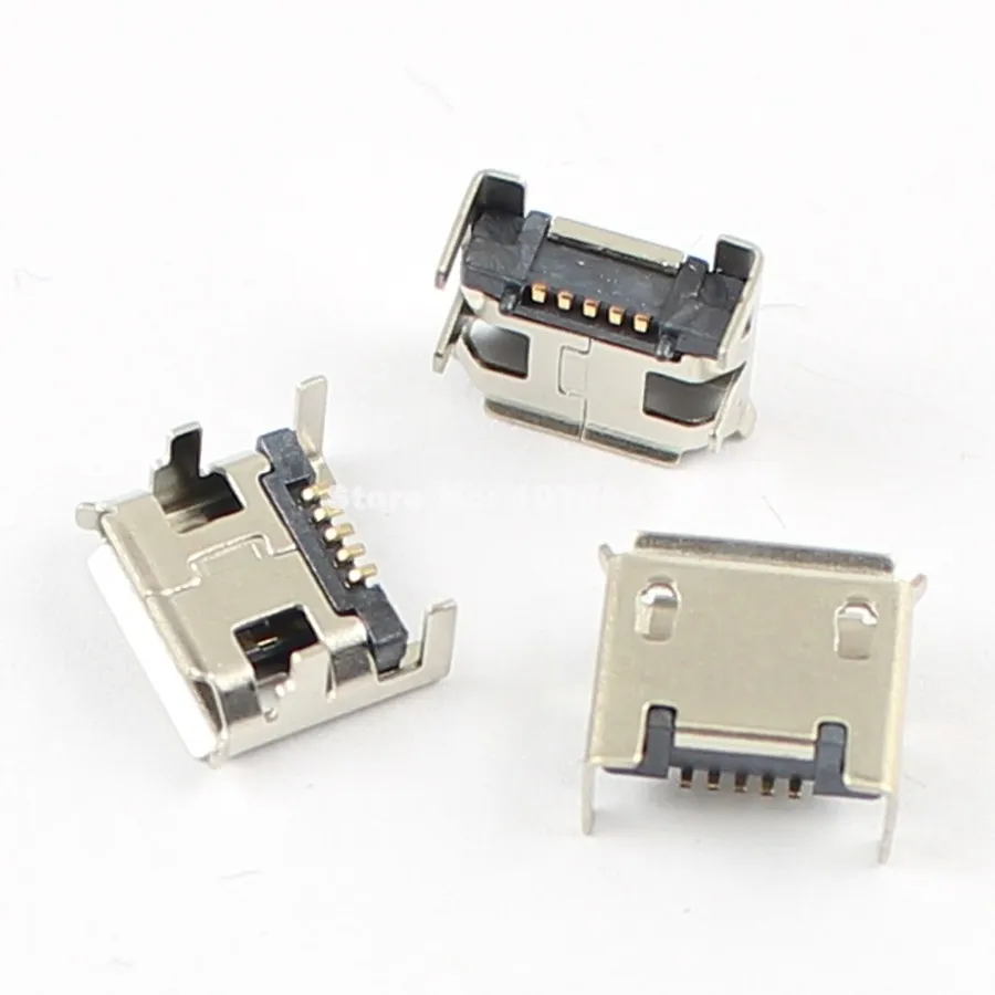 10Pcs Micro USB Type B Female 5 Pin DIP Ejector Socket Connector