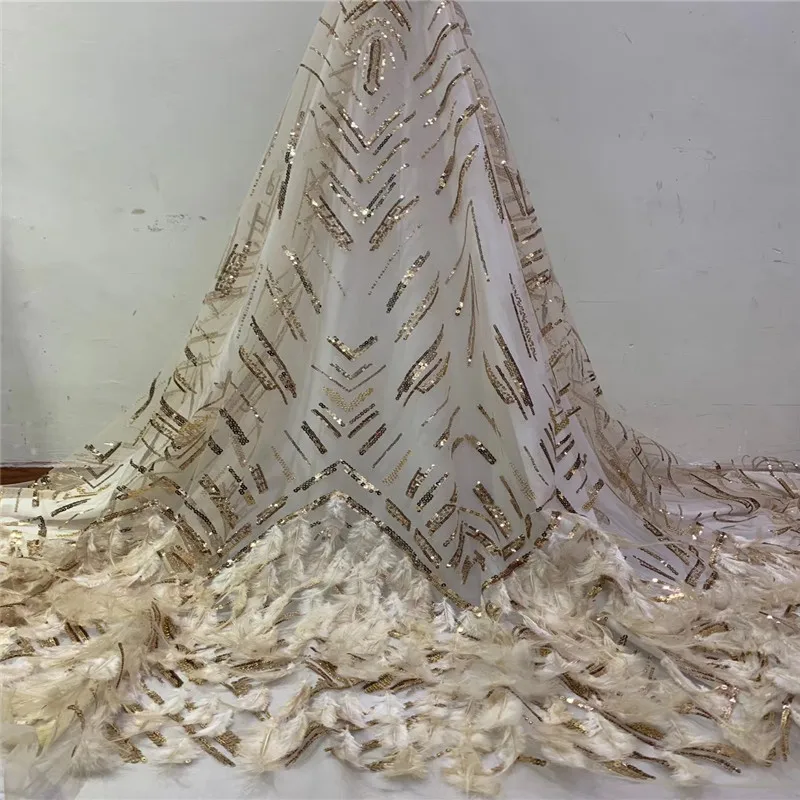 

Madison High Quality 2019 African French Net Lace Fabric Embroidered Nigerian Lace Fabric 5Yards Feather Laces With Embroidery