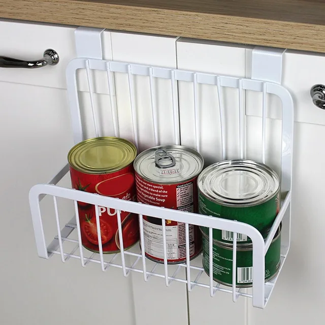 Cheap Kitchen Cabinet Hanging Rack Iron Shelves Hanging Wire Basket Storage Organizer Kitchen Closet Office White Hanging Holder