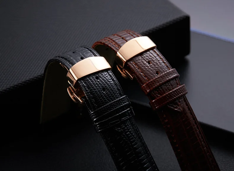 Black Brown Lizard Pattern Genuine Leather 12 14 16 18 20 22 24 MM Watche Band Strap Belt Watchband Folding Clasp Watchband