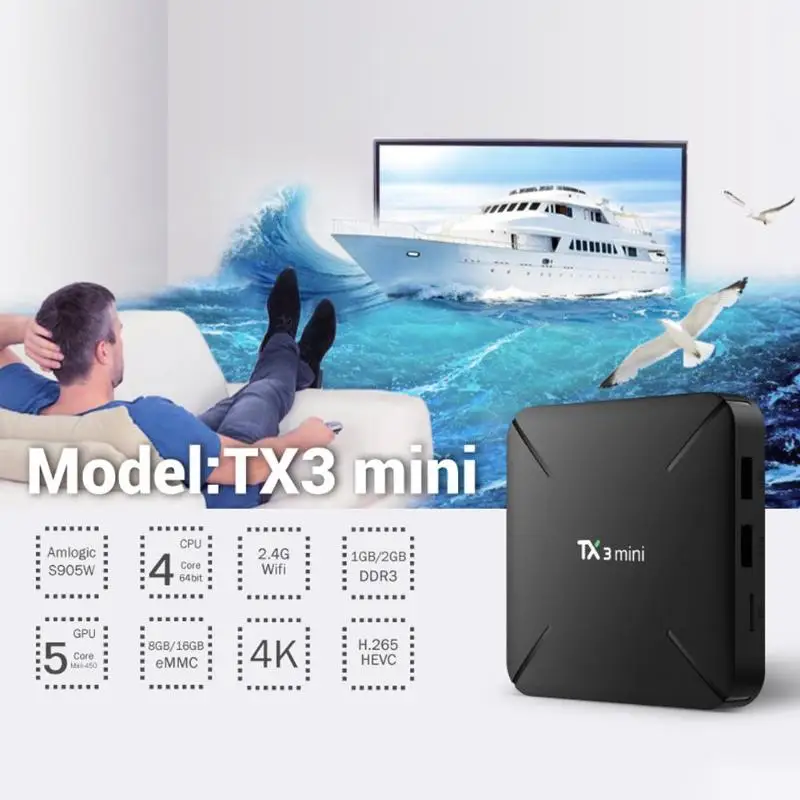TX3 Мини ТВ приставка 1+ 8/2+ 16G WiFi 2,4G Android 7,1 BT4.0 Amlogic S905W Четырехъядерный 4K телеприставка ЕС/США/Австралия/Великобритания Plug домашний медиаплеер