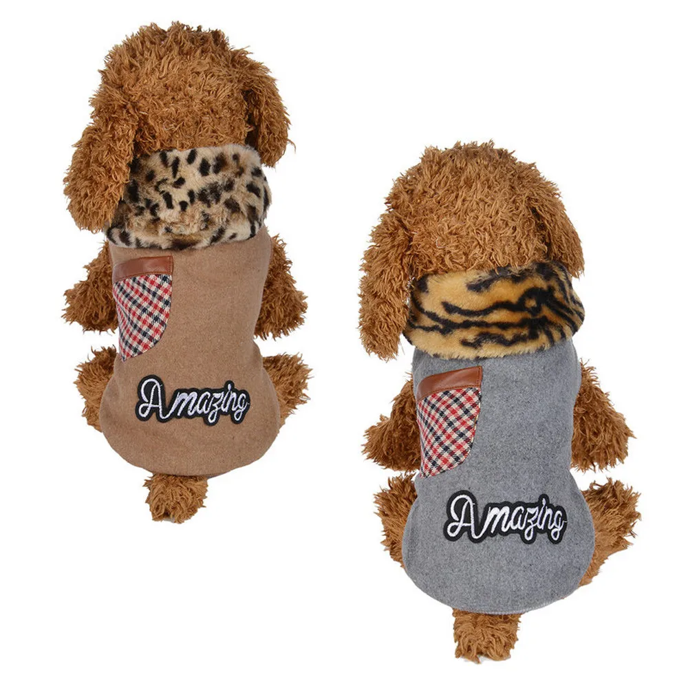 Polyester Pet Cat Dog Cloth Winter Warm Vest Turtleneck Thicken Tiger
