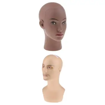 

2Pcs Professional Mannequin Head Female&Male Pro Cosmetology Wig Hat Necklace Display Model