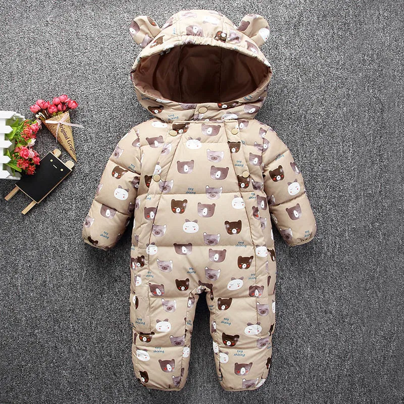 

0-2 Years Winter Baby Snowsuit White Duck Down 2017 New Warm Newborn Boys Girls Down Jacke Lovely Animal Baby Outfits Z107