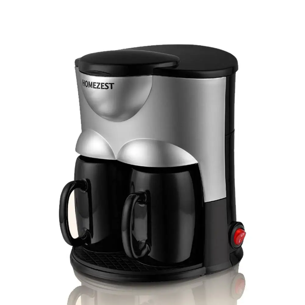 Adoolla дома полностью автоматическая электрическая двойная чашка капельного кофе машина - Цвет: Black