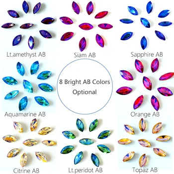 

9x18mm 36pcs Horse eye Shapes Colorsful Crystal Pointback Rhinestones Glass Strass Fancy Stones For Phone Decoration Y3354