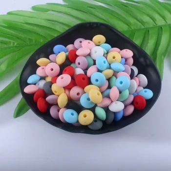 

100Pcs Silicone Teether 12mm Silicone Beads DIY Bead Teething Nursing Necklace Food Grade Silicone Abacus Beads
