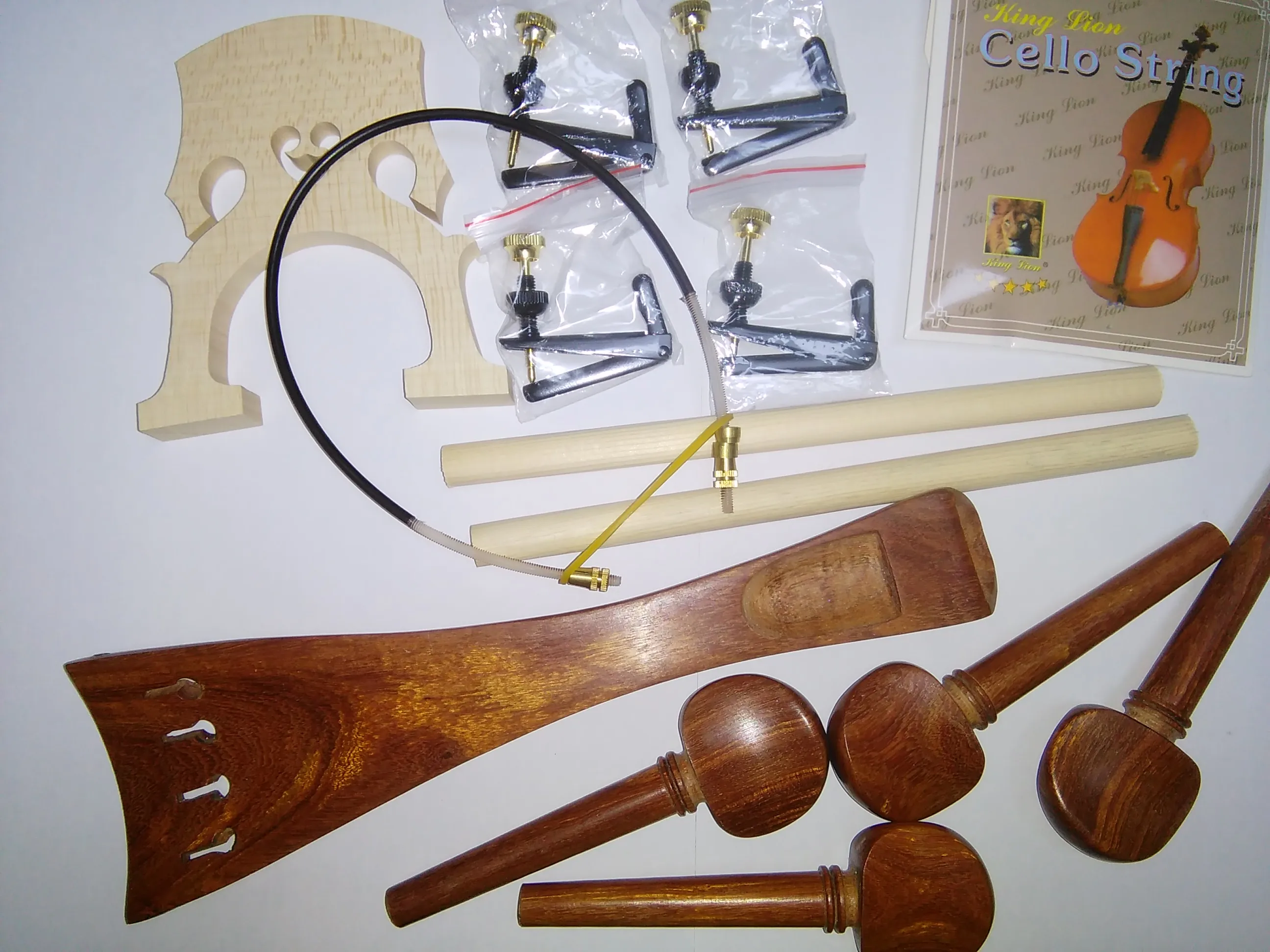 1 Set rose wood Cello parts 4/4 with fine tuners cello bridge tail gut