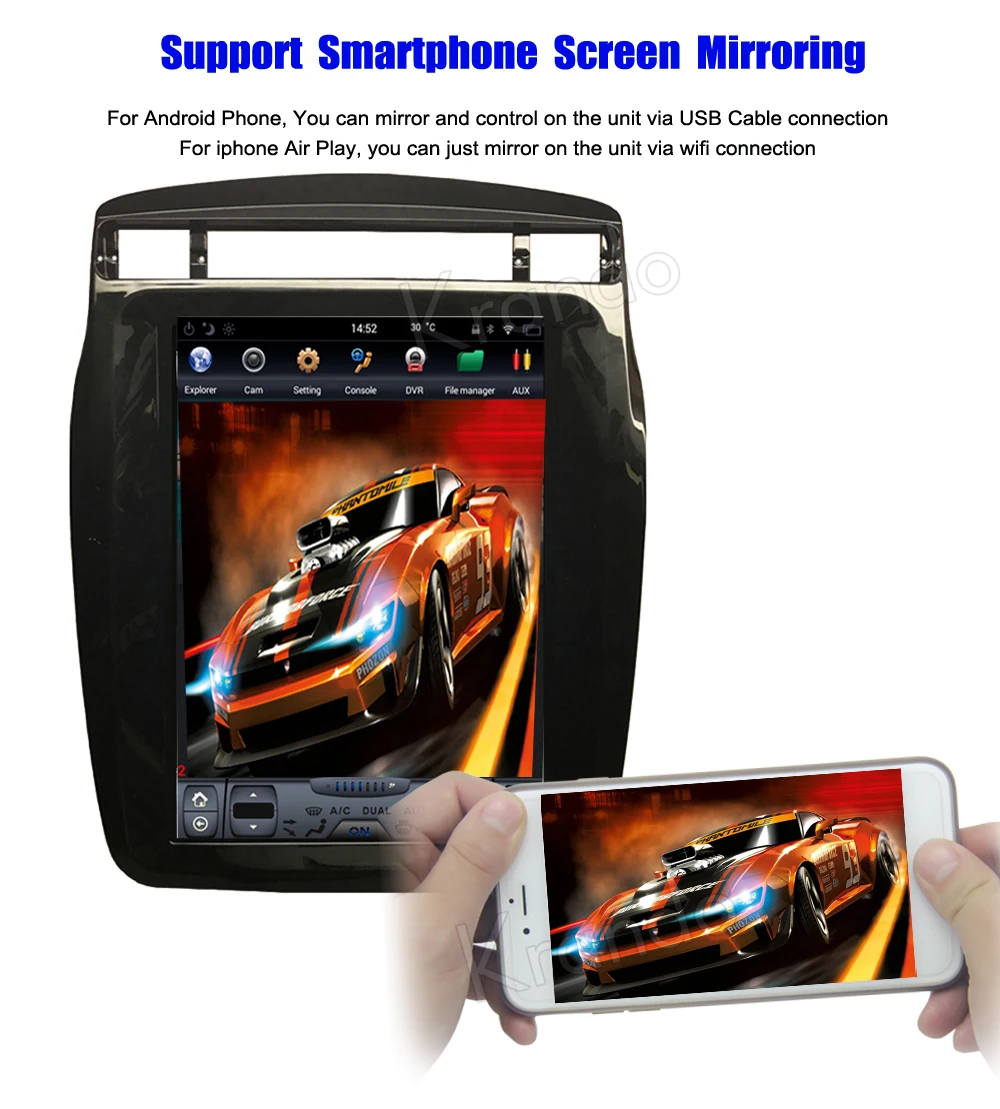 Krando Android 8,1 10," вертикальный экран автомобильное аудио-радио плеер gps для VW Volkswagen touareg 2010- мультимедийная система
