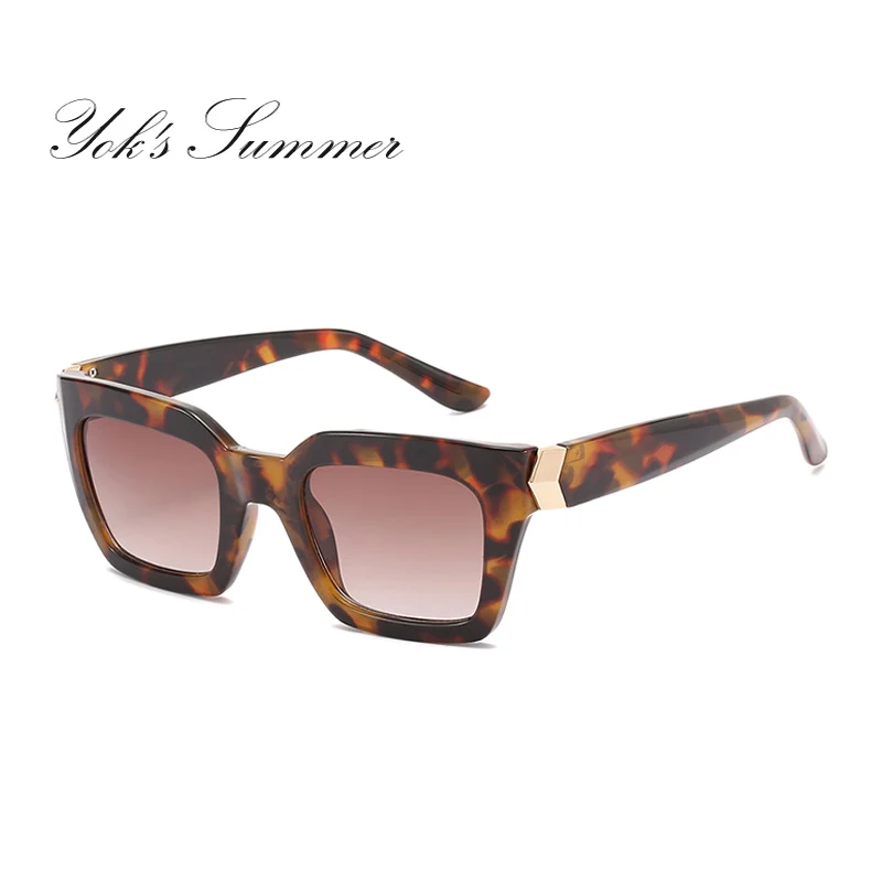 YOK'S винтажные Квадратные Солнцезащитные очки для женщин и мужчин бренд UV400 покрытие тени очки модная леопардовая пластиковая оправа для очков Oculos HN1262