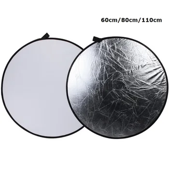 

SUPON Portable 60CM 80CM 110CM Silver/White 2 in 1 Collapsible Light Round Photography Reflector for Studio Multi Photo Disc