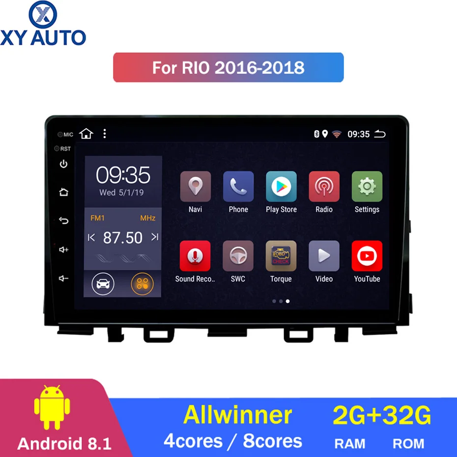 Excellent 9 inch 2.5D IPS HD multi-touch screen Android8.1 2G RAM 32G ROM NAVI For Kia RIO/K3 2016-2018 with Bluetooth USB WIFI SWC 0