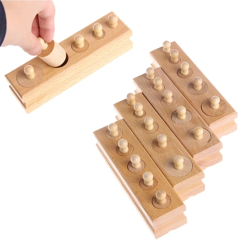  Educational Wooden Kid Montessori Cylinder Socket Early Development Teaching Toy - 32958766718
