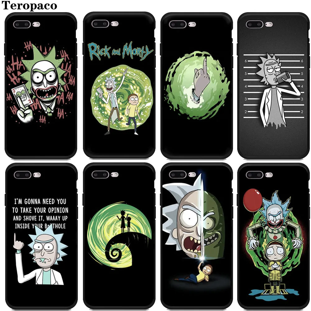 

Rick Morty Soft Silicon Black Phone Case Cover Fundas For Apple iphone X XS Max 8 7 Plus 6S 6Plus 5 5S SE