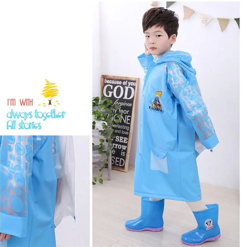 4.Raincoat for Children Cartoon Kids Girls boys rainproof Rain Coat Waterproof Poncho Rainwear Waterproof Rainsuit Raincoat Barbie Thomas