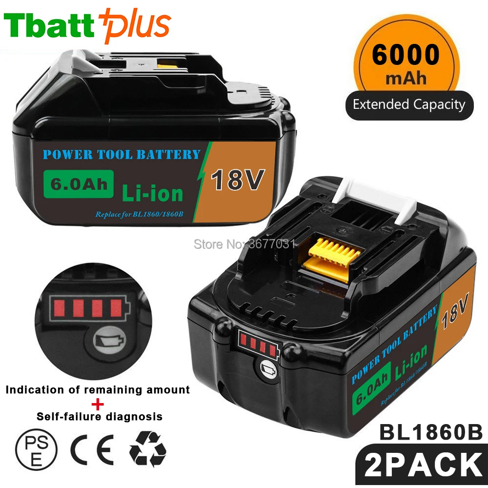 18 В 6.0Ah BL1860B литий-ионная Батарея со светодиодным индикатором для Makita BL1850 BL1840 BL1830