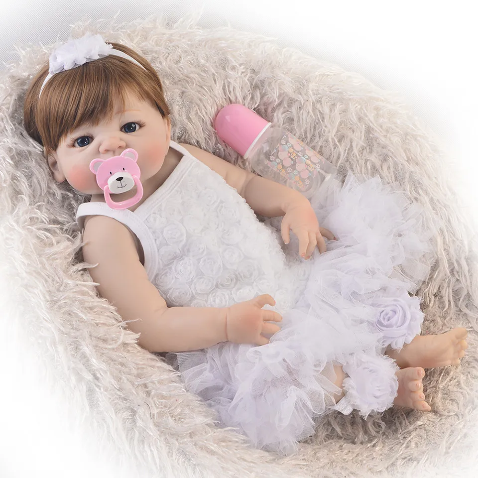 

57CM Bebe silicone Reborn baby girl Doll Bath Toy Lifelike Newborn princess Baby Doll Bonecas Bebes Reborn Menina
