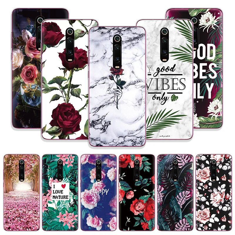 

Marble Flower Patterned Shell For Xiaomi Redmi K20 Pro Soft Transparent Cover For Xiaomi 9T Pro 8 Lite 5X 6X A1 A2 Silicone Case