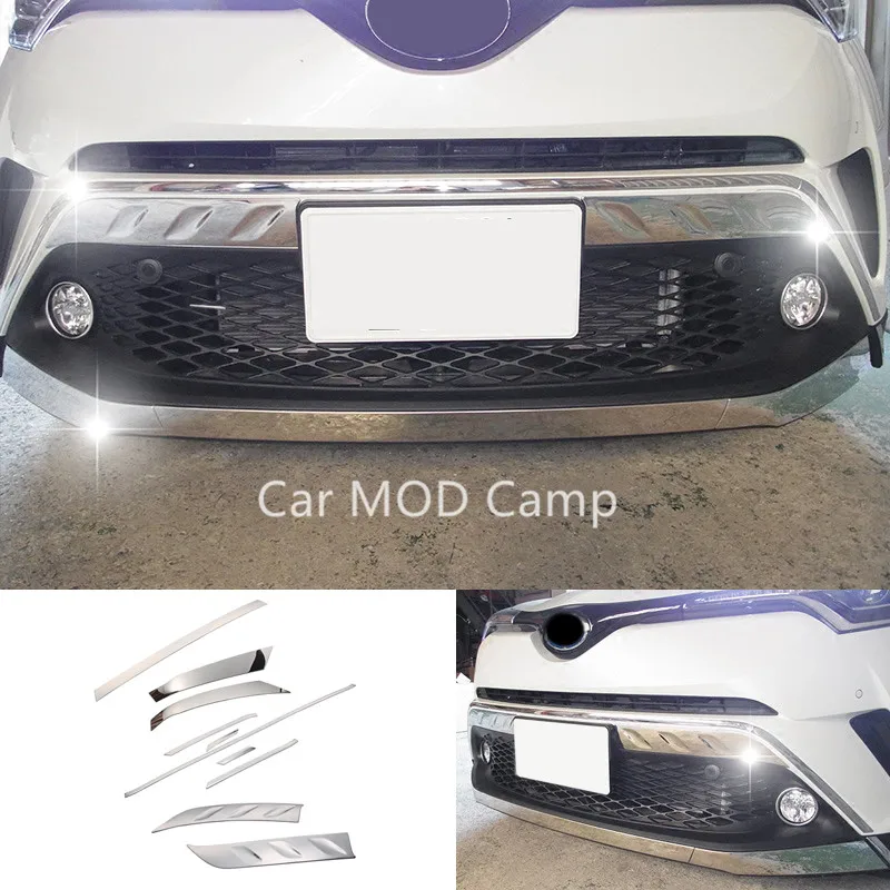 

For Toyota C-HR 2016 2017 Stainless Steel Chrome Front Bumper Cover Decorative Trim 10pcs Car Styling Accessories!