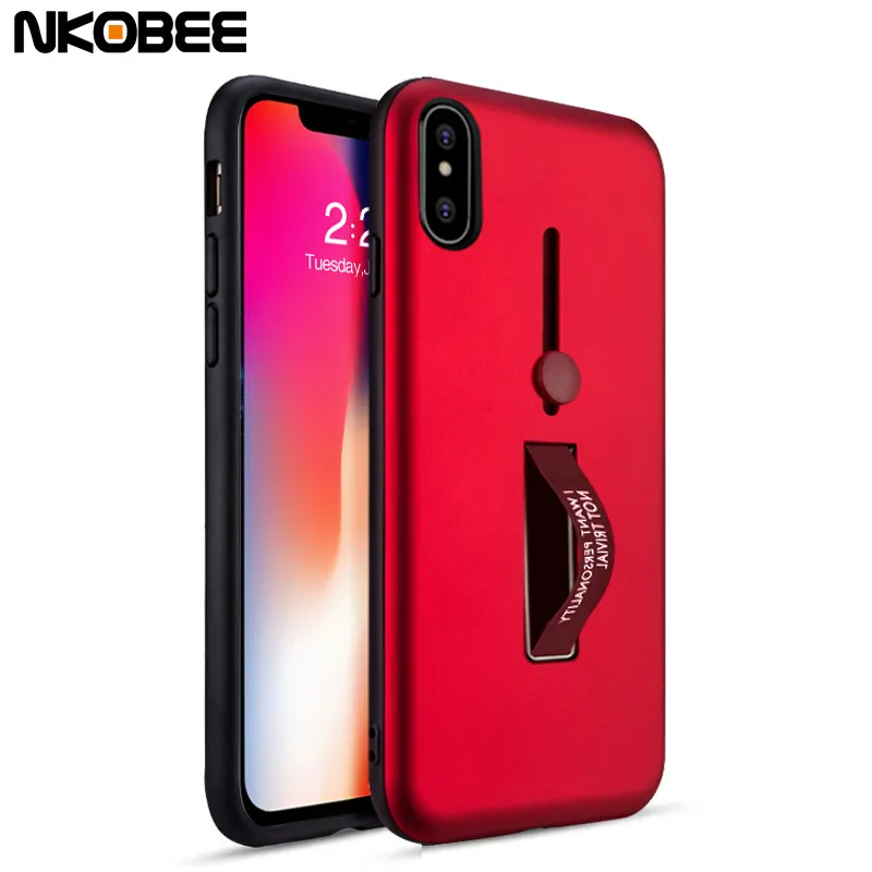 NKOBEE Phone Case For iPhone X Cover With Finger Ring Holder Hard PC Apple 10 Stand |