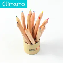 Climemo colour pencil kids pencil Wood colour lead 3.5 inch 12 colour pencil cartridge stationery wholesale