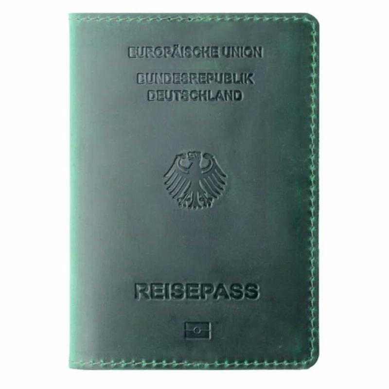 Германия, натуральная кожа, Обложка для паспорта, твердый, Обложка для паспорта, бизнес, унисекс, прочный, Crazy Horse, для путешествий, кошелек, чехол - Цвет: Germany Deep green