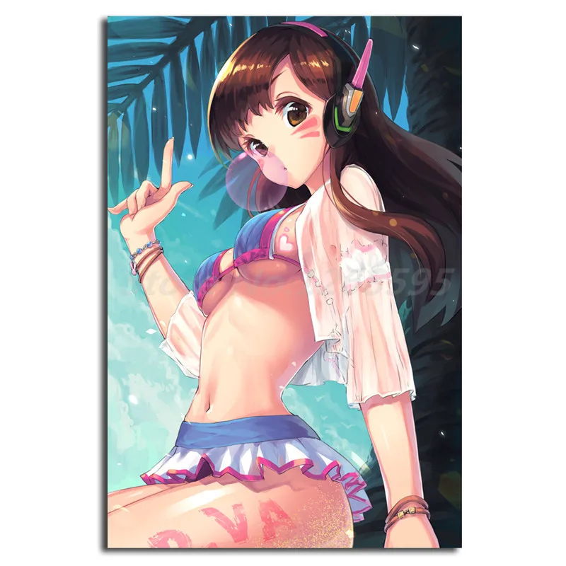 

Overwatchs D.Va Swimsuit Casual Wear Painting Canvas Posters Prints Wall Art Painting Decorative Picture Modern Home Decoration