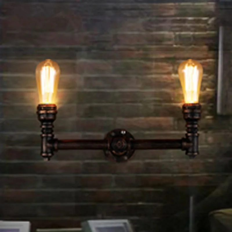 

FUMAT LOFT Wall Lamp Retro Iron Pipe Wall Sconce Lighting Fixtures Luminaria 2 Heads Bathroom Mirror Front Bedside Wall Light