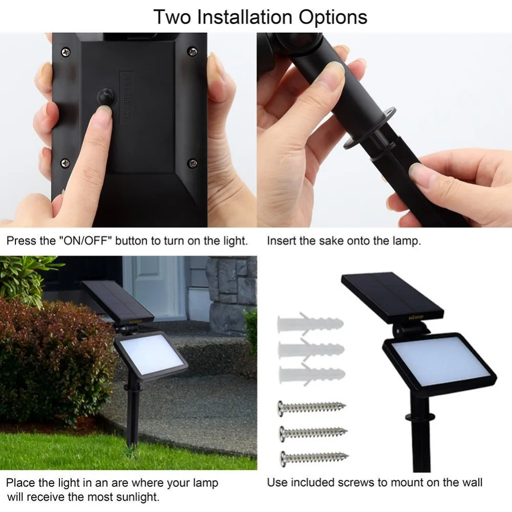 Solar ao ar Impermeável do Diodo Emissor de Luz Solar para Jardim ao ar T sunrise Holofotes Livre Iluminação 50 Leds Ajustável Lâmpada Luz Livre 14 solar lamp light