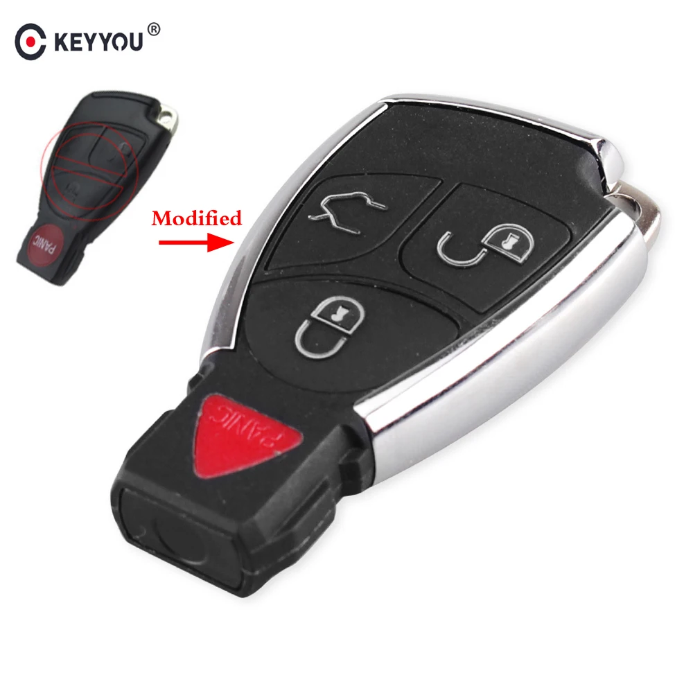 KEYYOU 4 Buttons New Style Modified Key Shell Fob Case for Mercedes
