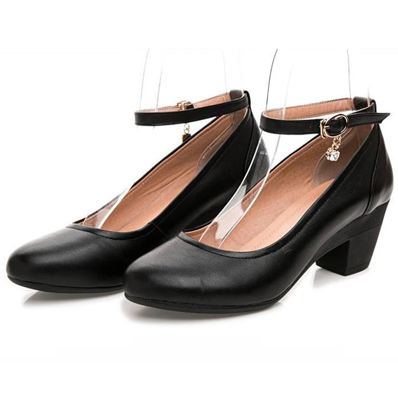 TIMETANG/новые женские туфли-лодочки на высоком каблуке пикантные Вечерние туфли на толстом каблуке с круглым носком из натуральной кожи на высоком каблуке для деловой женщины, большие размеры