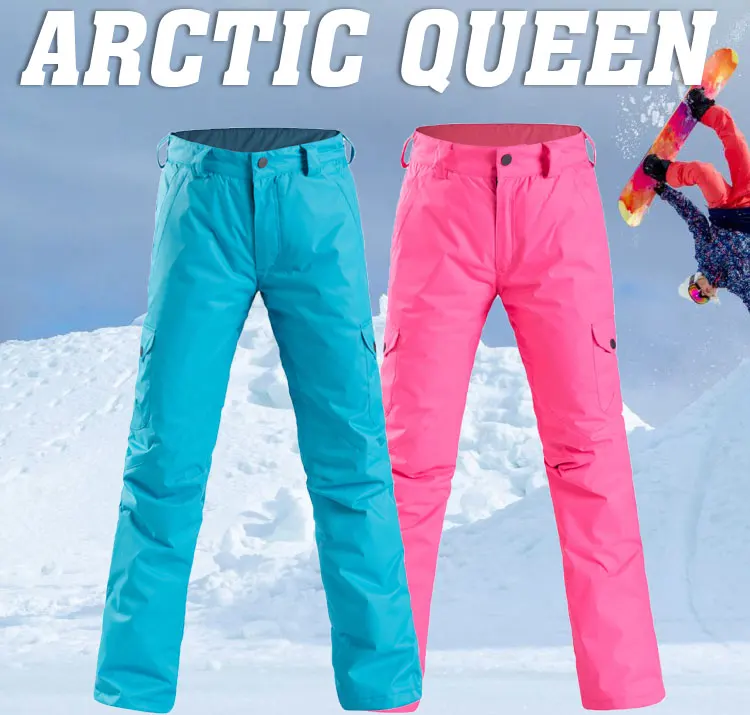 Хорошие блестящие женские зимние брюки, специально для сноубординга, штаны для спорта на открытом воздухе, лыжные брюки 10 K, водонепроницаемые, ветрозащитные, дышащие