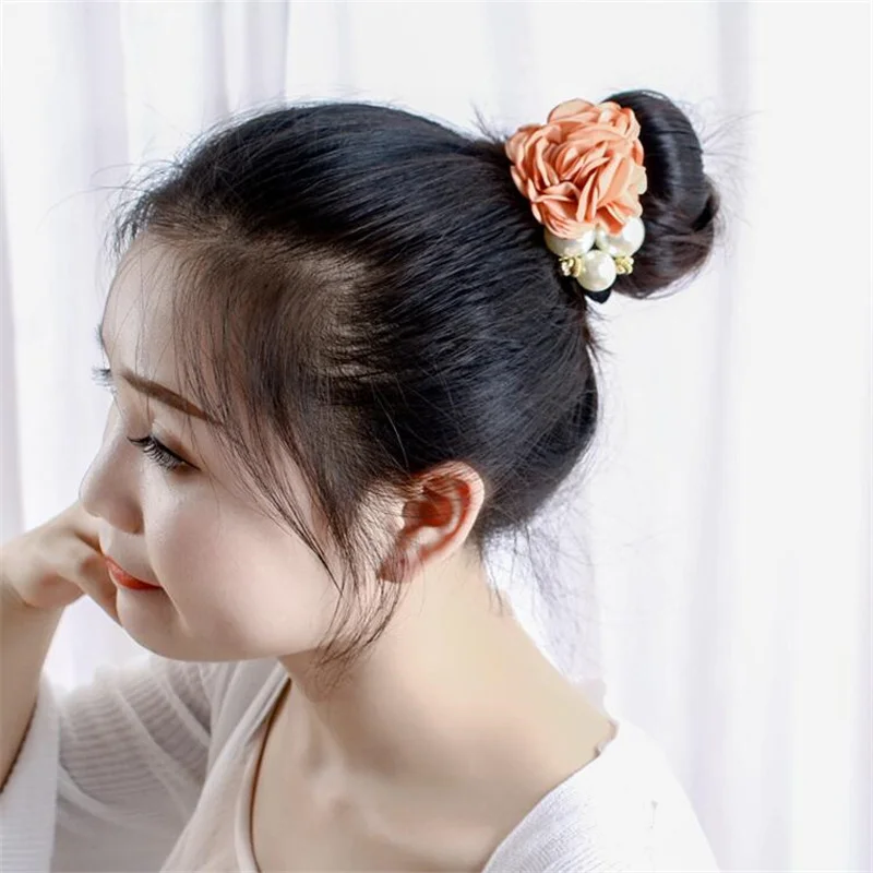 2 шт/лот корейский модный ободок для волос с розами Большой жемчуг резинки атласная лента для волос лента Симпатичные обруч Повязки На Голову для причёски для женщин