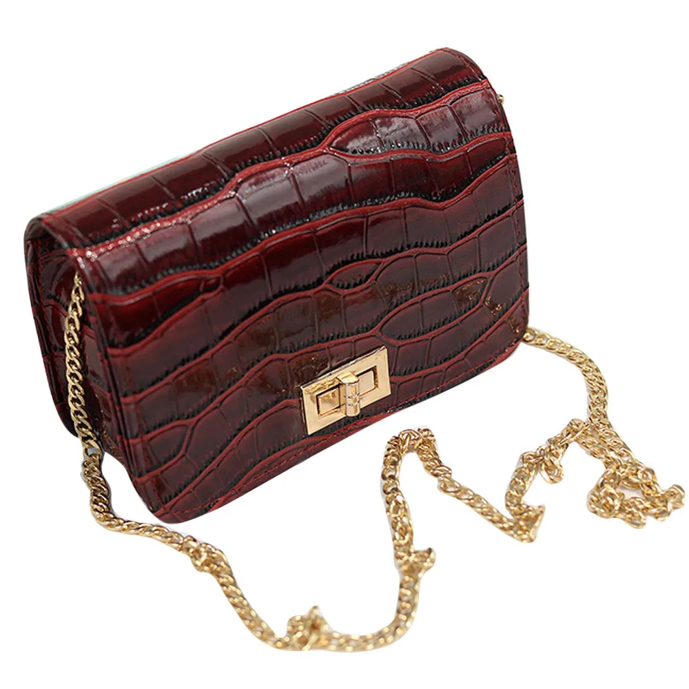 

Women Fashion Crocodile pattern Messenger Bags Female Solid Chain Mini Shoulder Bag 2019 Handbag Small Body Bags Bolsa Feminina