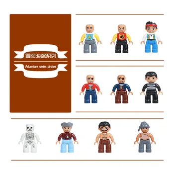 

Pirate Adventure Doll Worker Figuren Big Building Blocks Accessory DIY Bricks Compatible With Duplo City Boy Toys children Gift