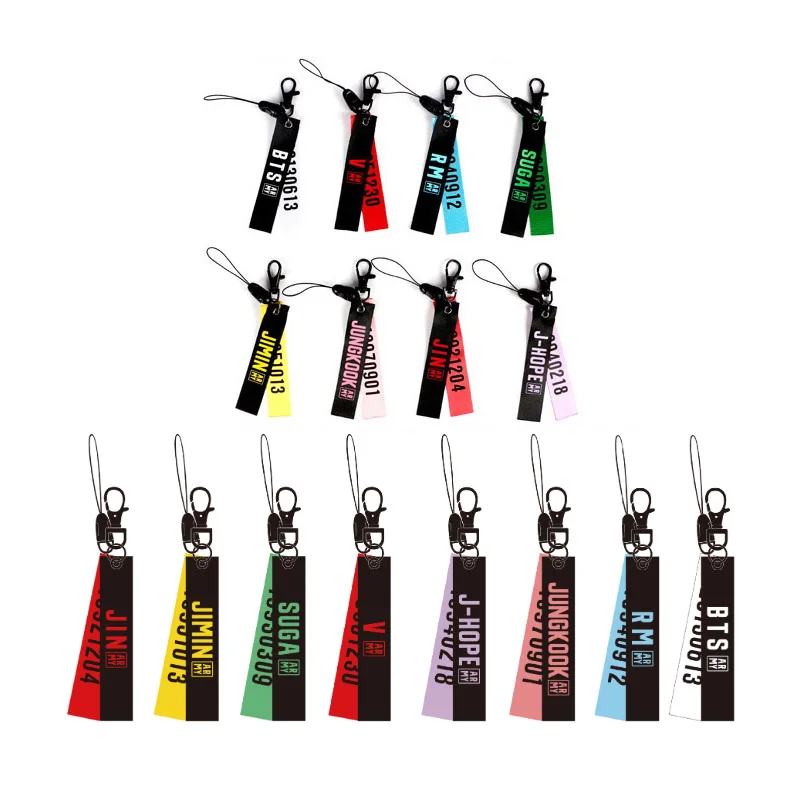 

KPOP BTS Bangtan Boys Phone Rope Strap Charm Cords Lariat Clip Lanyards Keyring Accessory Bag Hat accessories