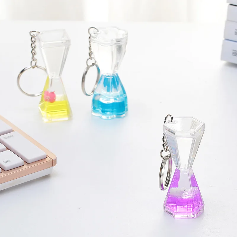 

Sand Timer Hourglass crystal keychain Key Ring bag accessories 2018 Color random